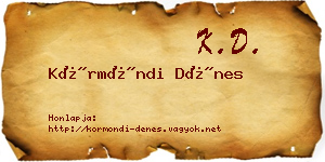 Körmöndi Dénes névjegykártya