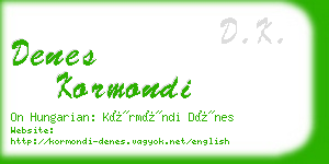 denes kormondi business card